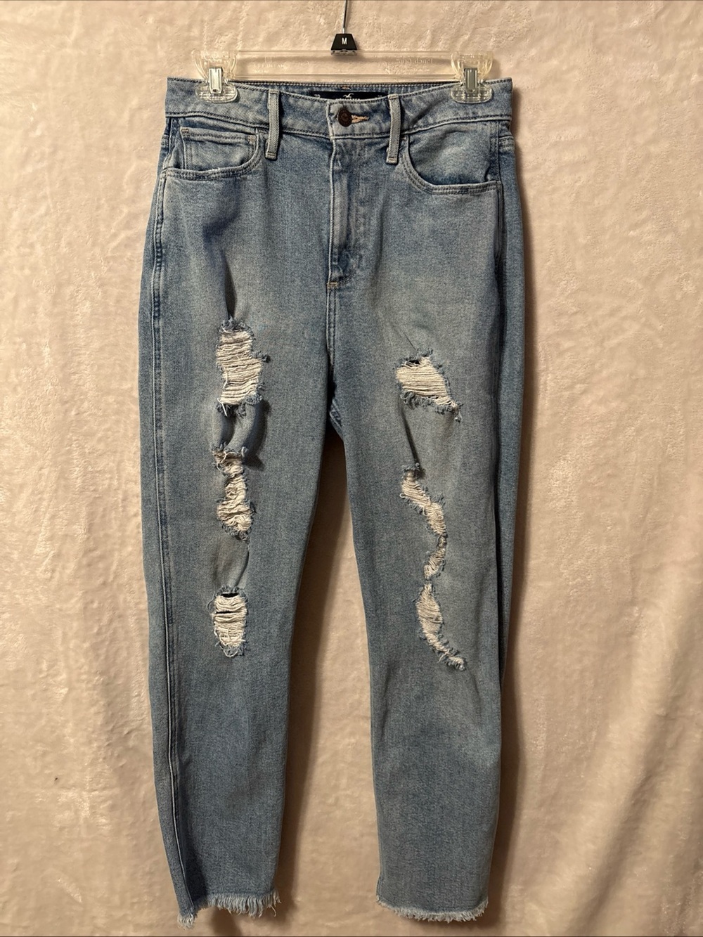 Hollister Light Wash curvy High-Rise mom Distressed Jeans